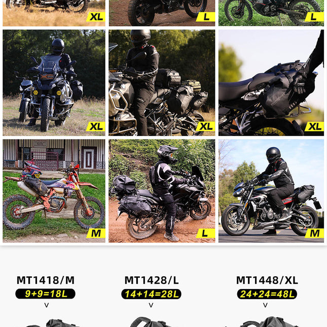 Waterproof Motorcycle Pannier Side Bag 18/28/48L - Pair/Rackless