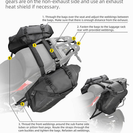 Waterproof Motorcycle Pannier Side Bag 18/28/48L - Pair/Rackless