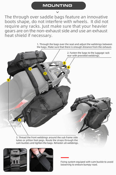 Waterproof Motorcycle Pannier Side Bag 18/28/48L - Pair/Rackless
