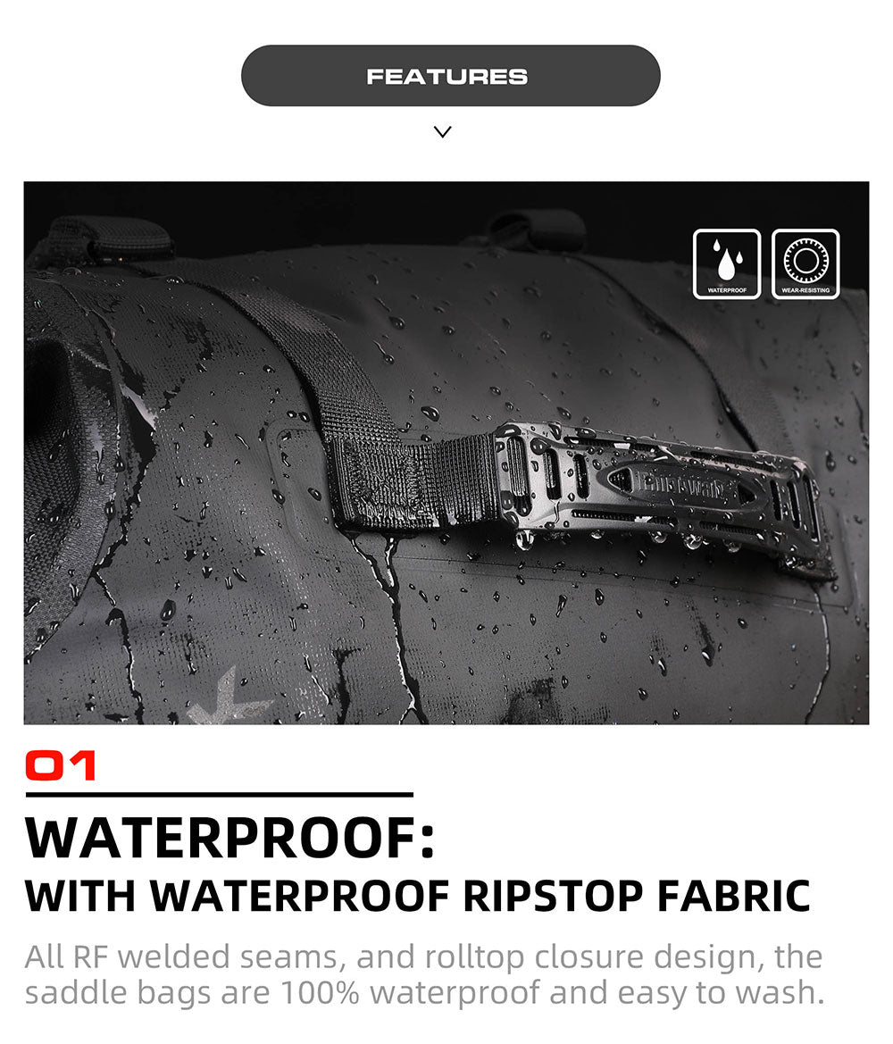 Waterproof Motorcycle Pannier Side Bag 18/28/48L - Pair/Rackless