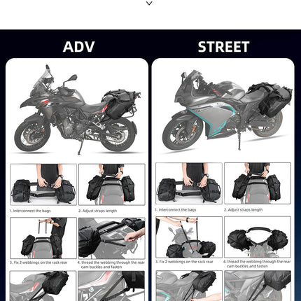 Waterproof Motorcycle Pannier Side Bag 18/28/48L - Pair/Rackless