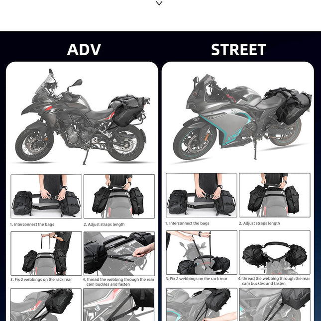 Waterproof Motorcycle Pannier Side Bag 18/28/48L - Pair/Rackless