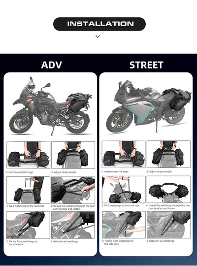 Waterproof Motorcycle Pannier Side Bag 18/28/48L - Pair/Rackless