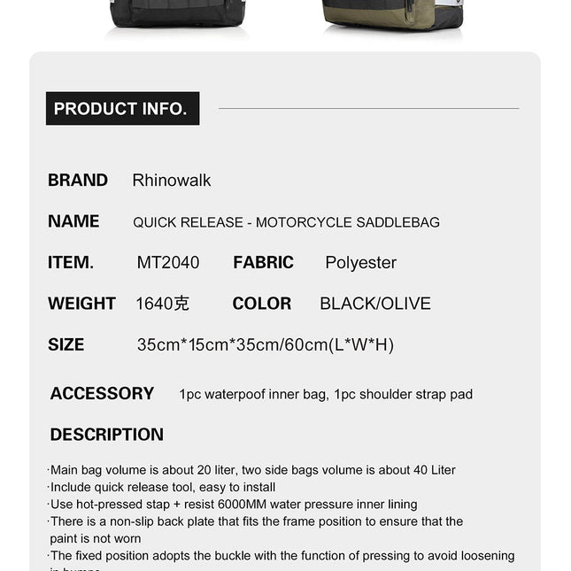 20L Motorcycle Side Bag