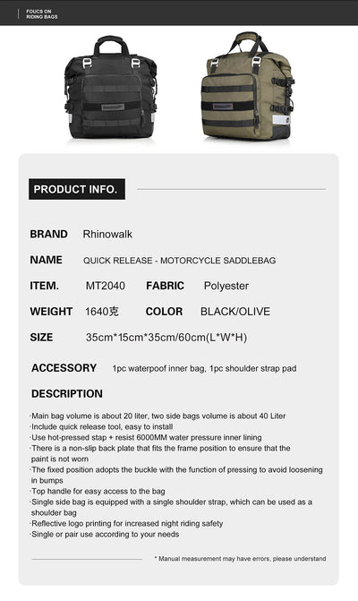 20L Motorcycle Side Bag