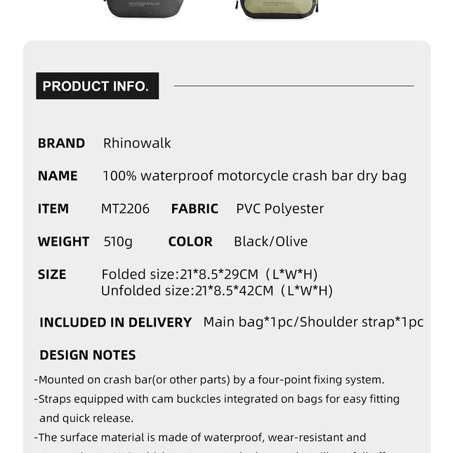 6L Waterproof Crash Bar Bags