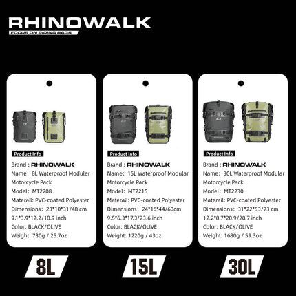 Waterproof Modular Motorcycle Packs 8L/15L/30L