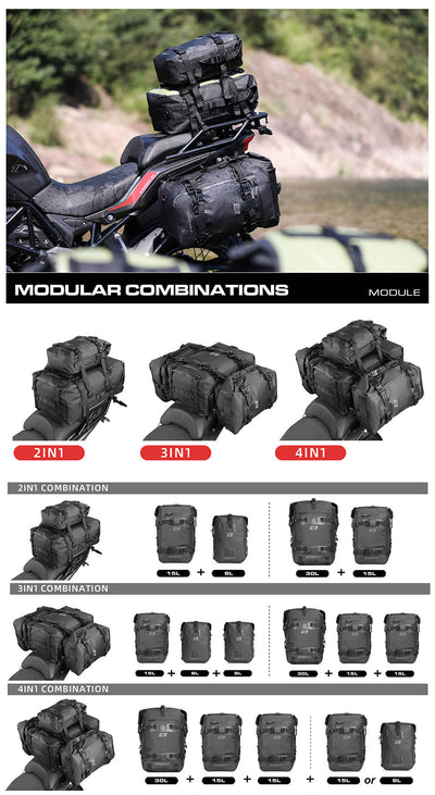 Waterproof Modular Motorcycle Packs 8L/15L/30L