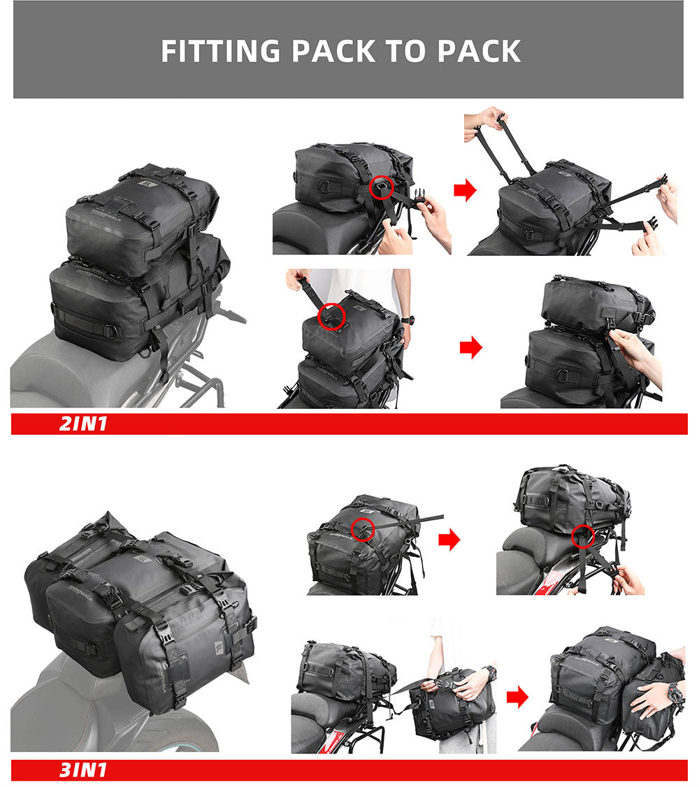Waterproof Modular Motorcycle Packs 8L/15L/30L