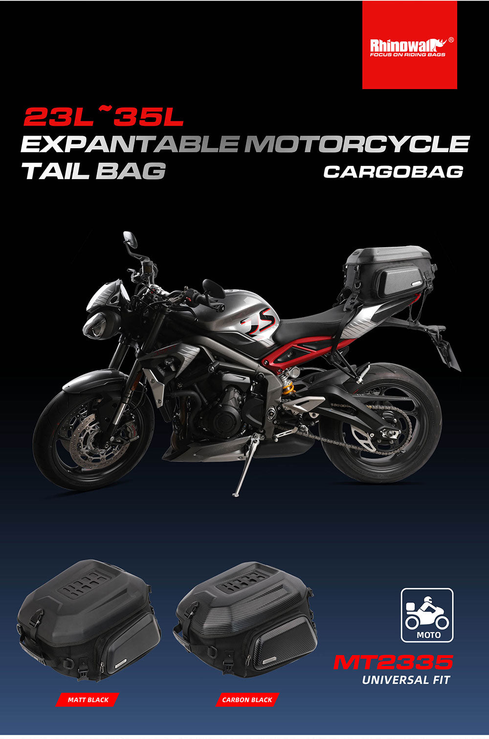 23L-35L Hard Shell Tail  Bag with Expandable