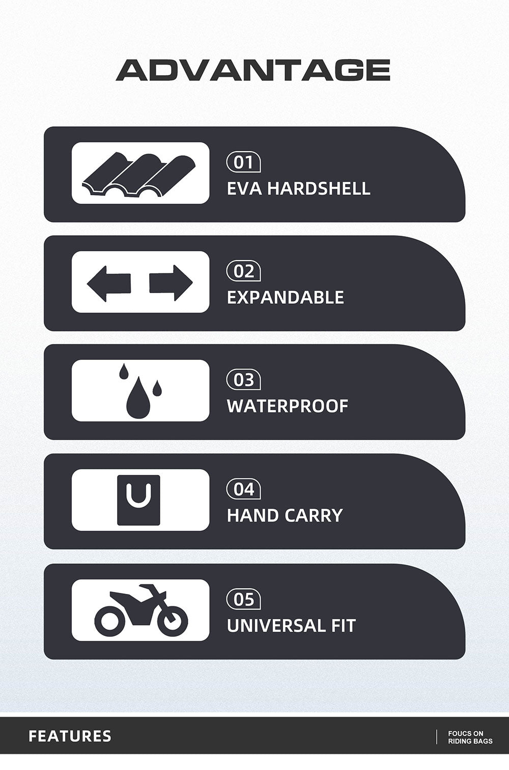 23L-35L Hard Shell Tail  Bag with Expandable