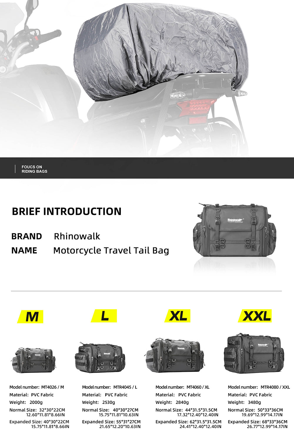 Large Capacity Motorcycle Tail Seat Bag