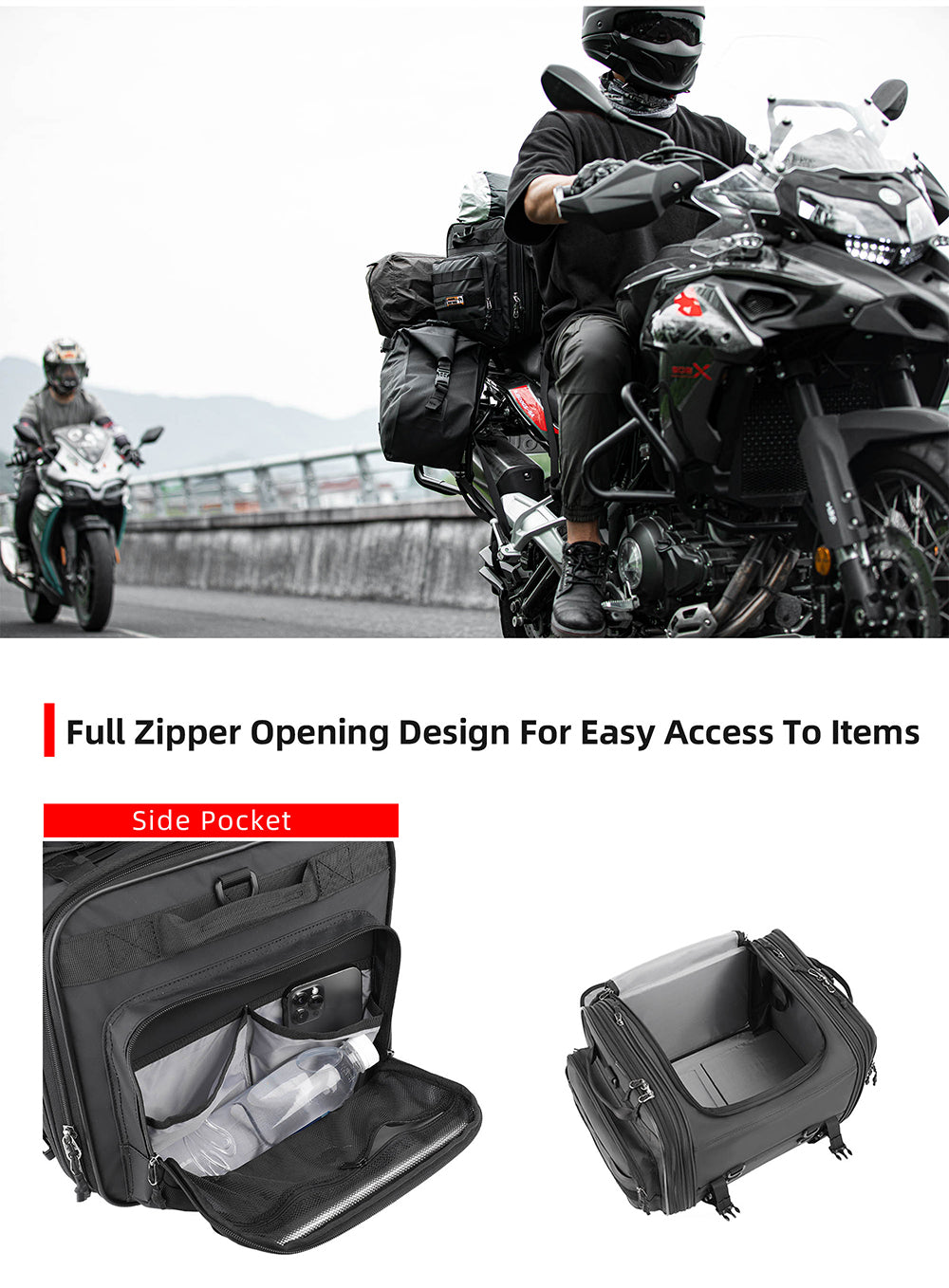 china waterproof motorcycle helmet bag factory Large Capacity Motorcycle Tail Seat Bag – Rhinowalk Official Store