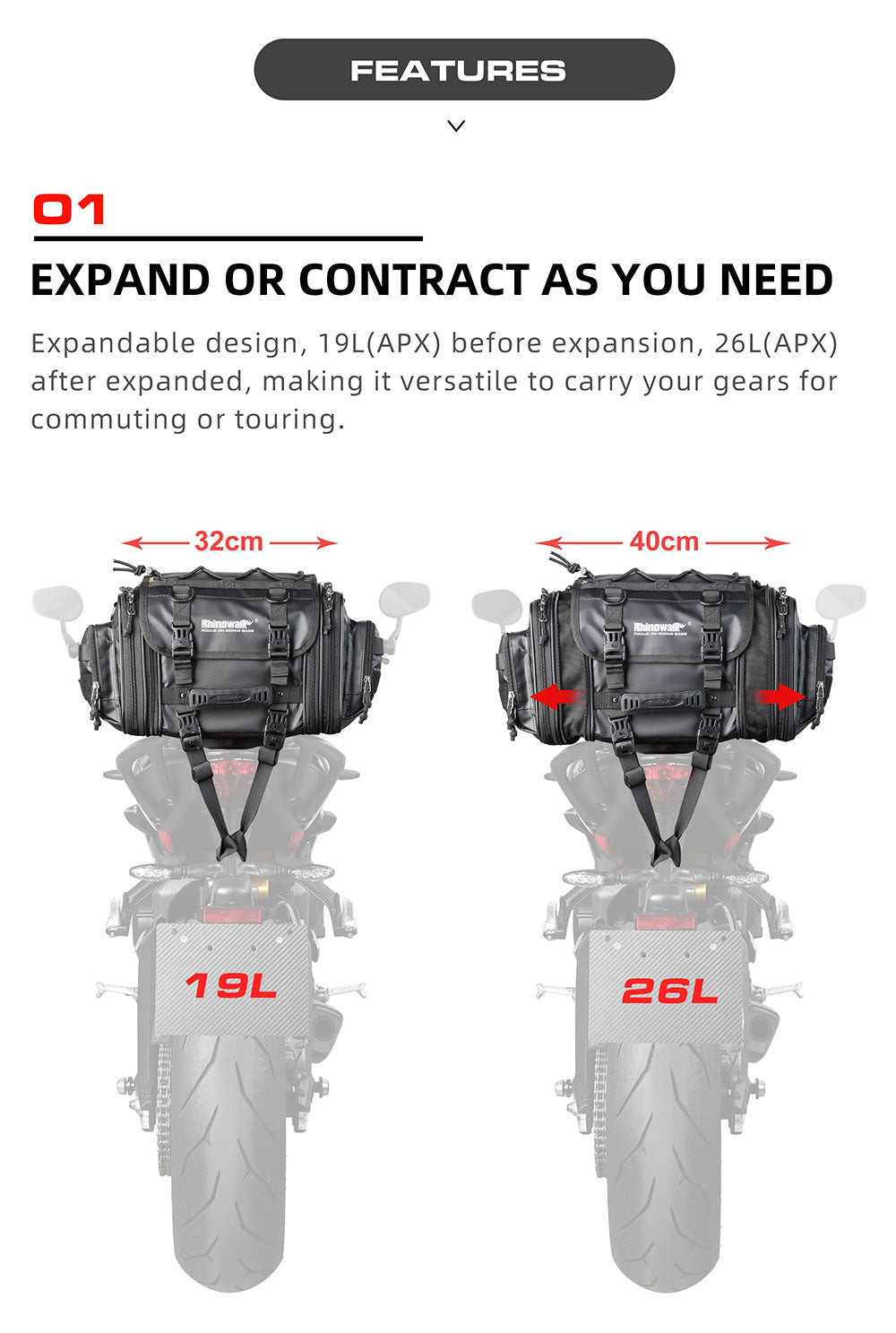 19-26l Motorcycle Tail Seat Bag