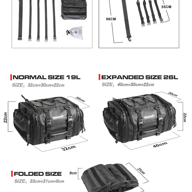 19-26l Motorcycle Tail Seat Bag