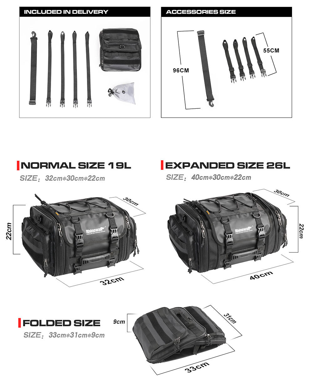 19-26l Motorcycle Tail Seat Bag