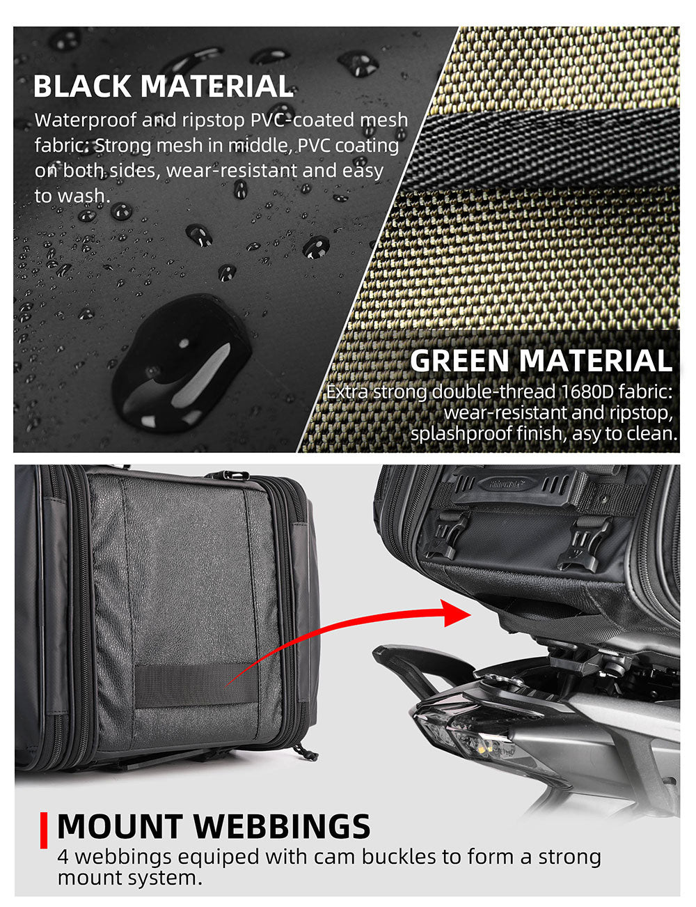 19-26l Motorcycle Tail Seat Bag