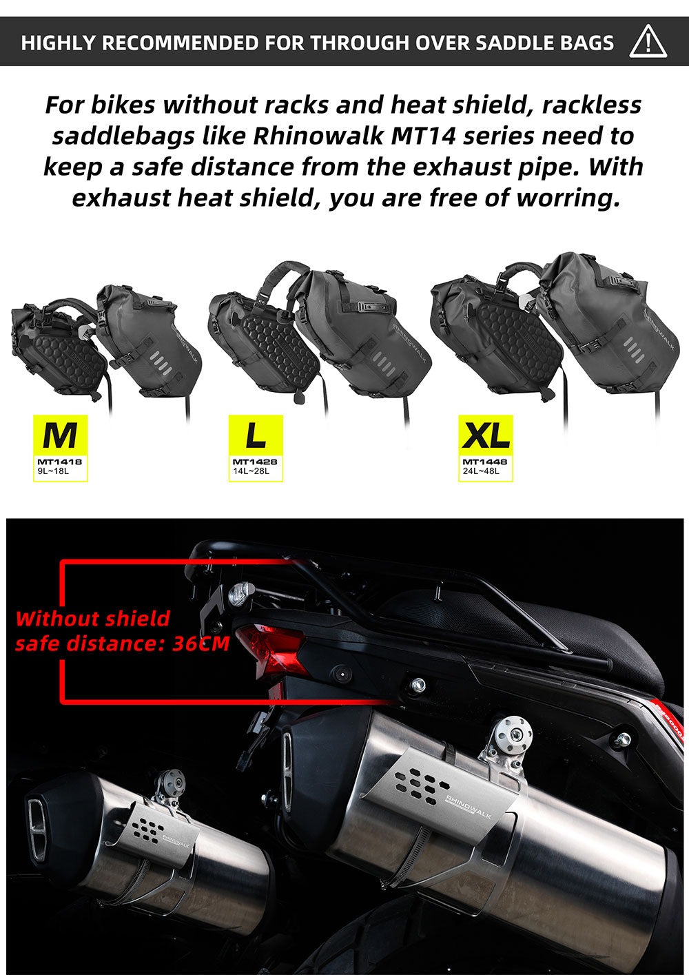 Waterproof Motorcycle Pannier Side Bag 18/28/48L - Pair/Rackless