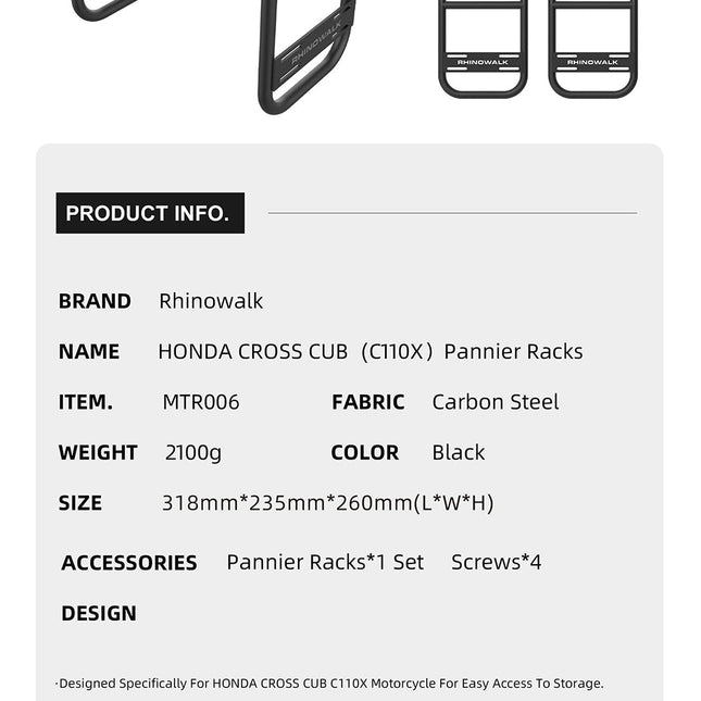 Side racks for Honda Cub C110X