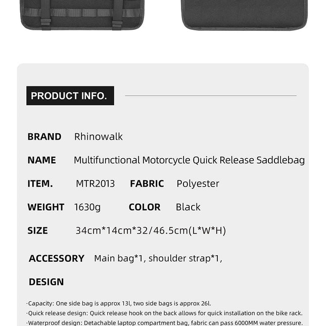 13l Motorcycle side bag