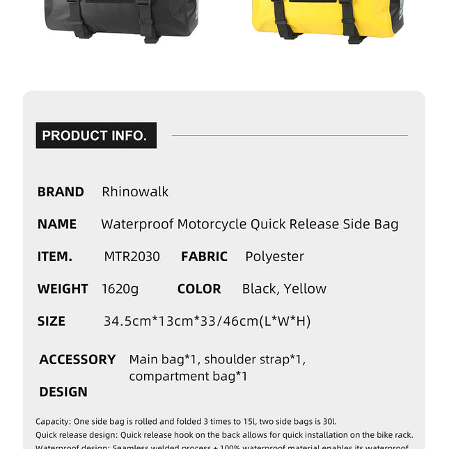 15 liter Waterproof Motorcycle Side Bag