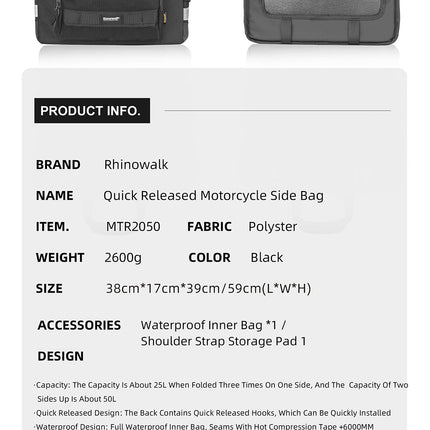 25 litres Motorcycle Side Bag - 1 piece