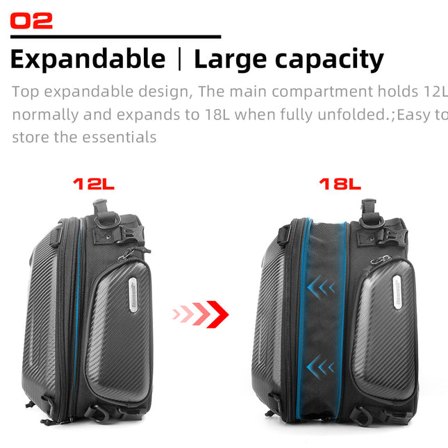 12-18l Motorcycle hard shell tail bag