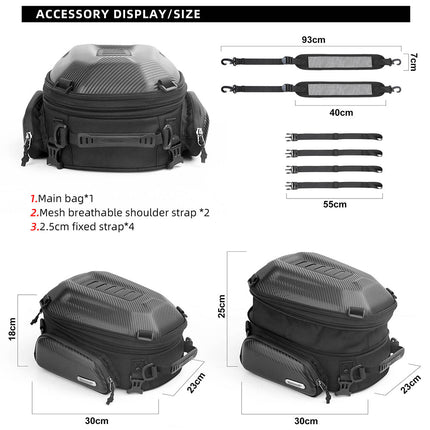 12-18l Motorcycle hard shell tail bag