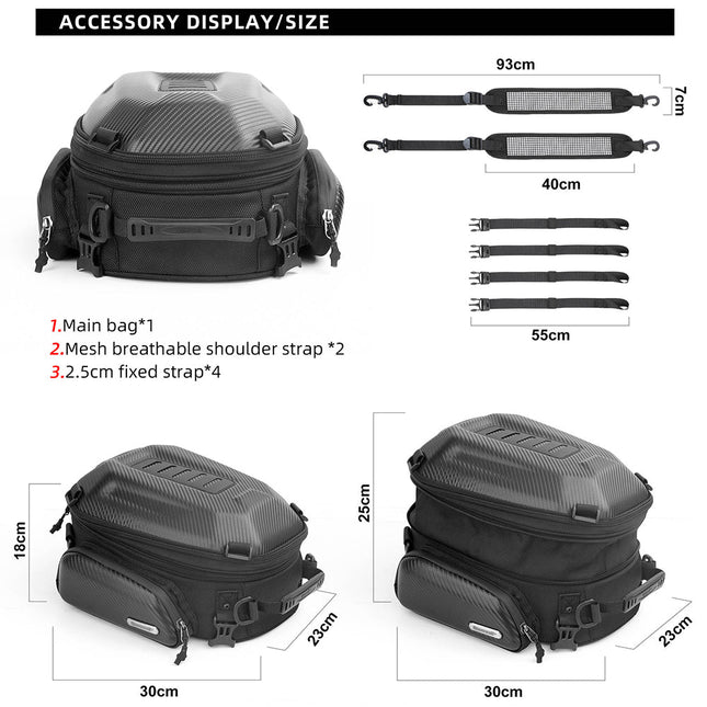 12-18l Motorcycle hard shell tail bag