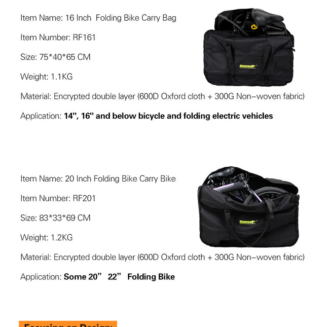 Portable 14-20 inch Folding Bicycle Carry Bag