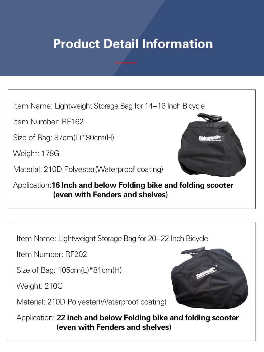 14-20 Inch Lightweight Folding Bike Cover