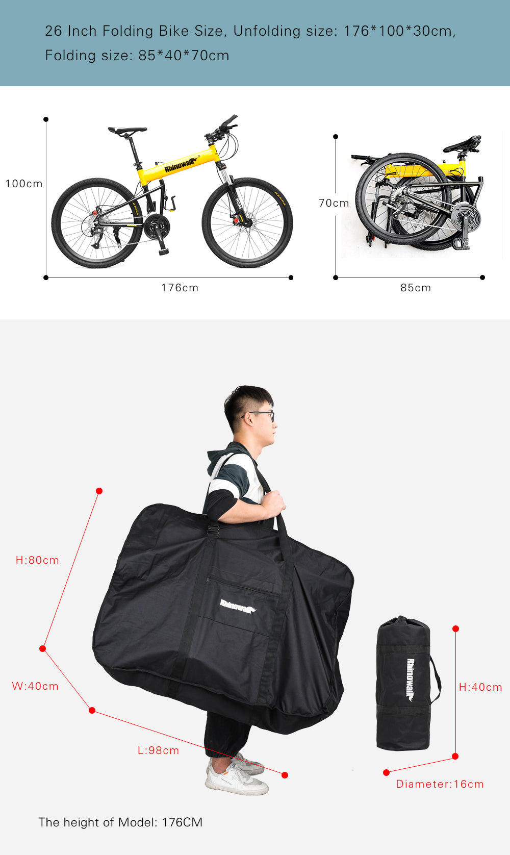 26-27 Inch Folding Bicycle Transport Bag