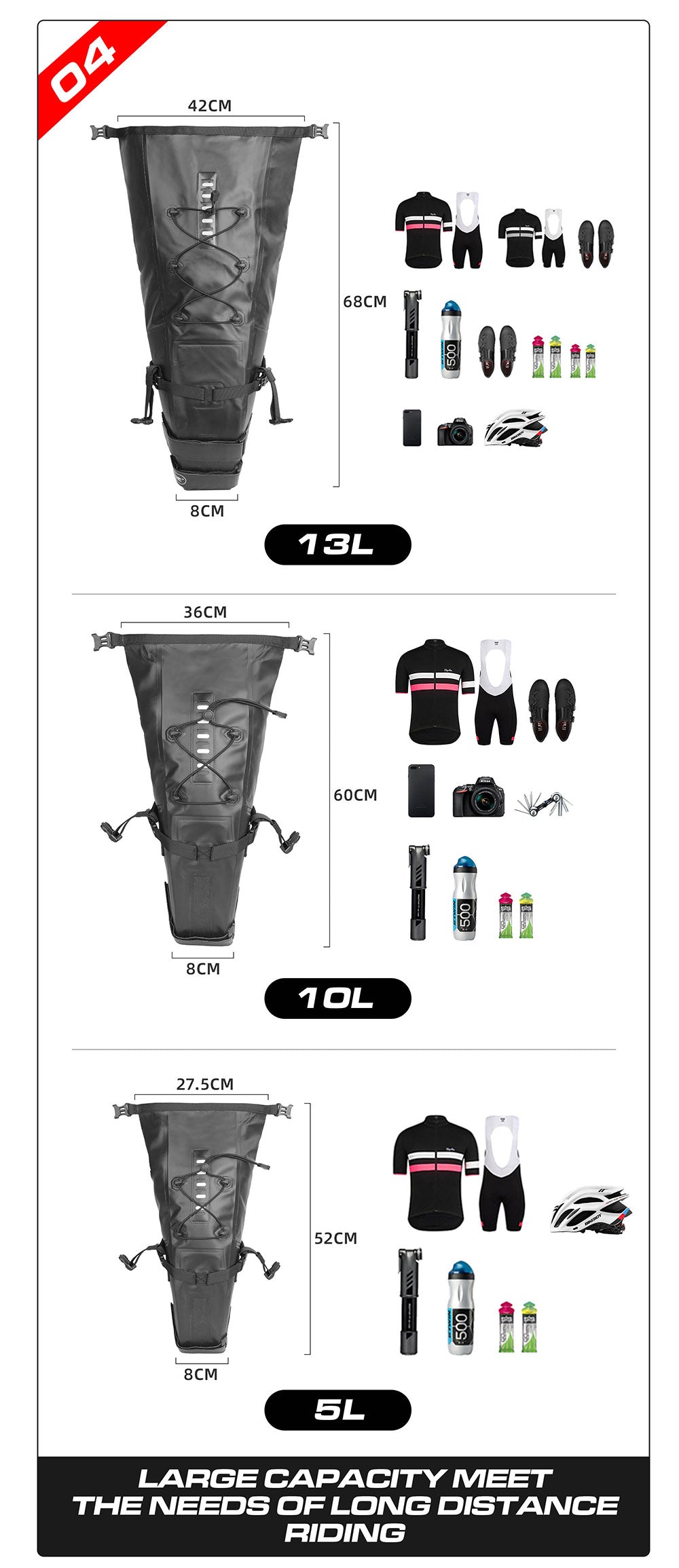 5/10/13L Waterproof Bicycle Bikepacking