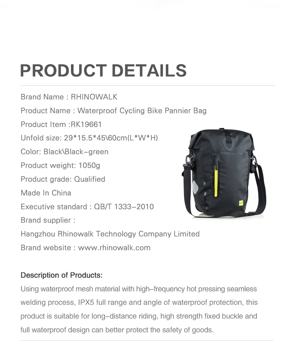 25 Liter Waterproof Bike Pannier Bag