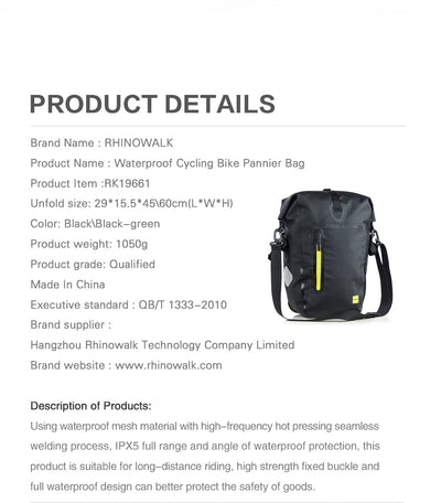 25 Liter Waterproof Bike Pannier Bag