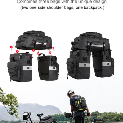 3 in 1 Bike Triple Pannier Bag