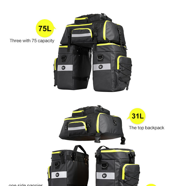 3 in 1 Bike Triple Pannier Bag