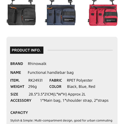 Eco Handlebar bag for Bicycle - RPET Material