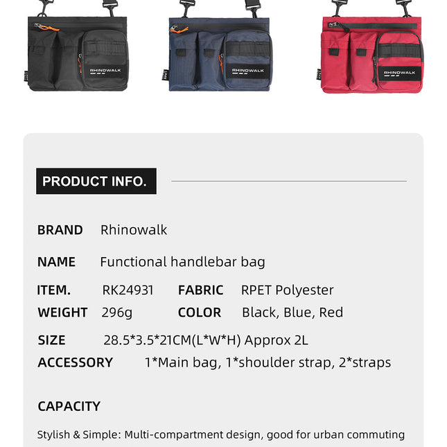 Eco Handlebar bag for Bicycle - RPET Material