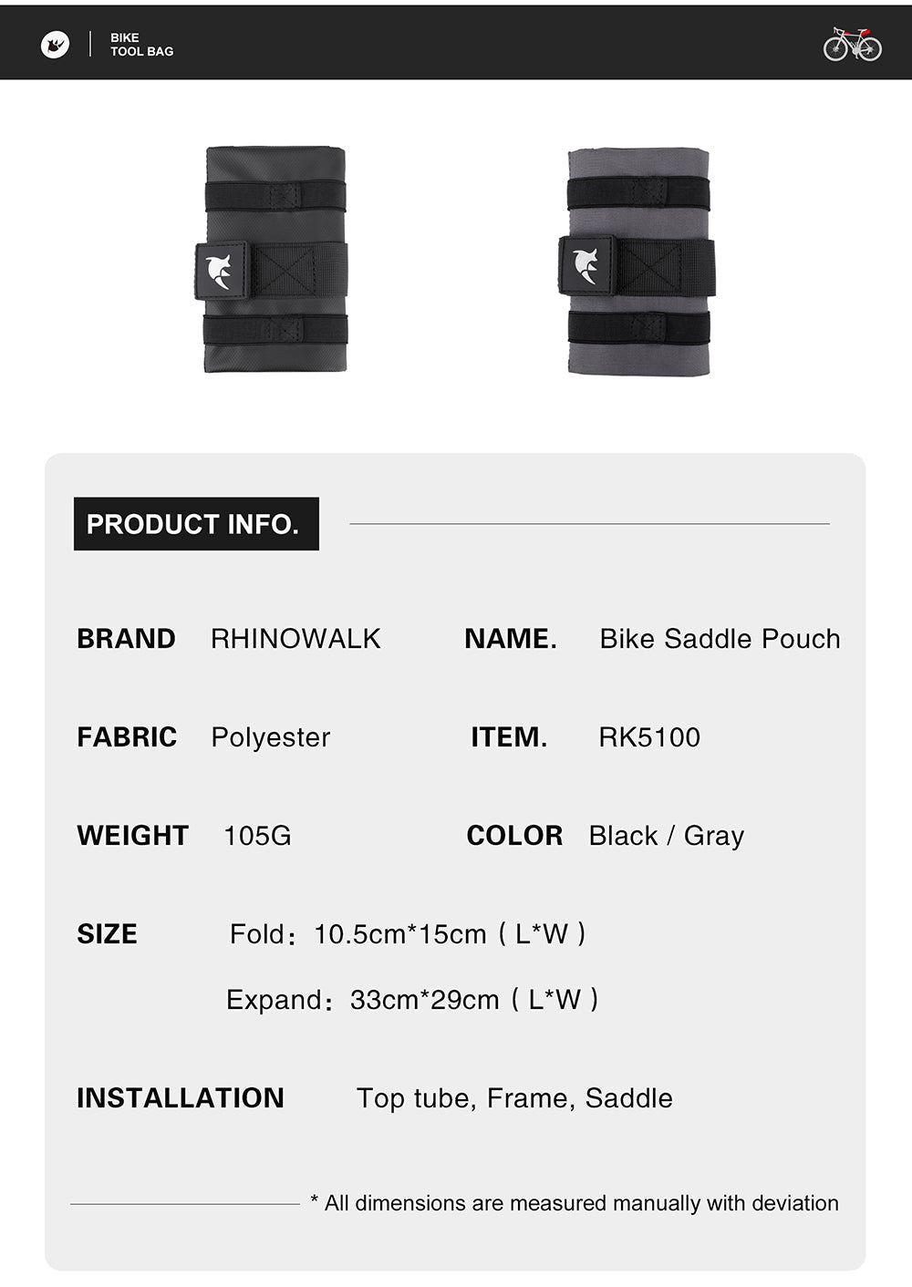 Bike Roll Tool Pouch Repair Pack