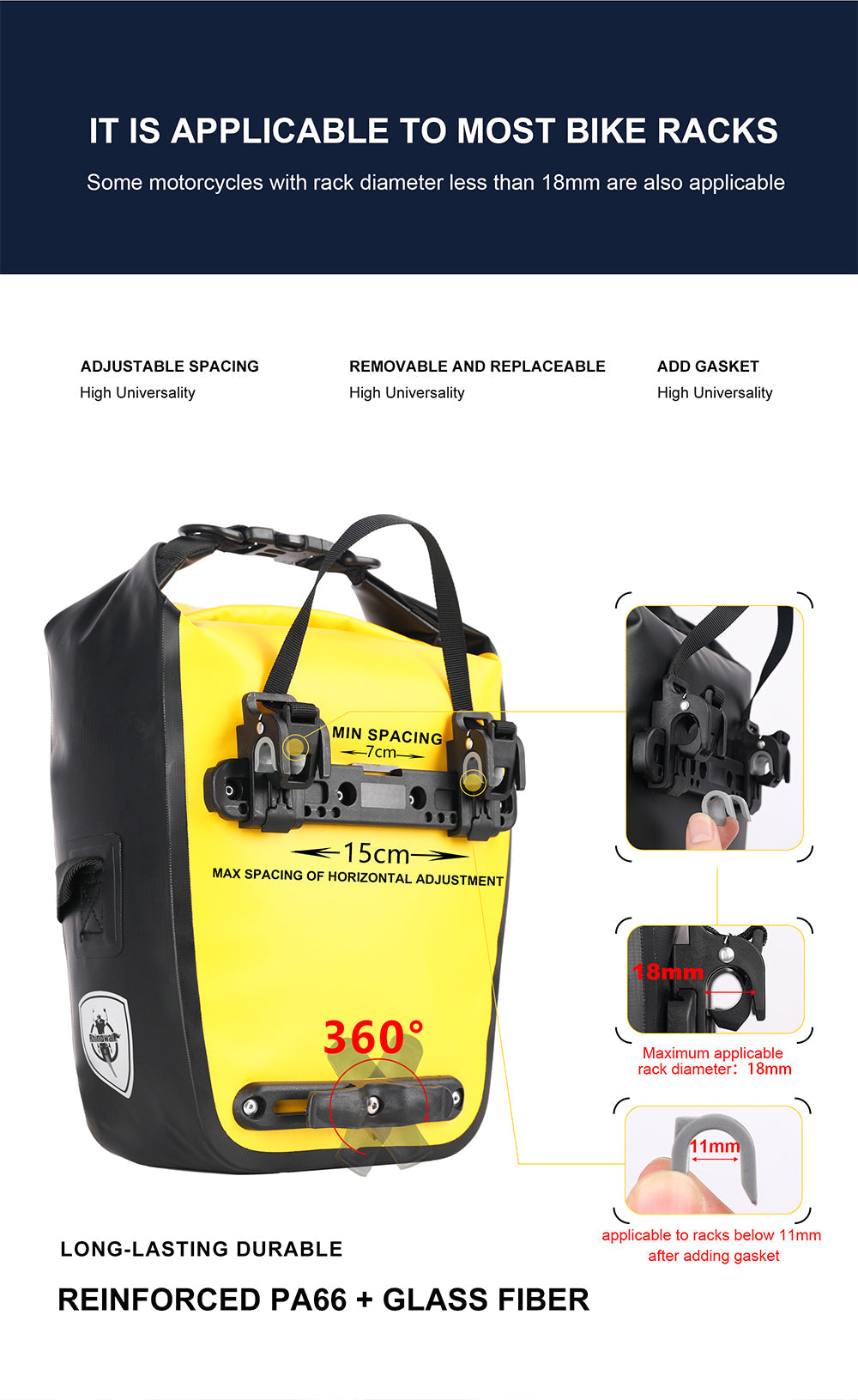 7 Liter Waterproof Pannier Rear Rack Bag