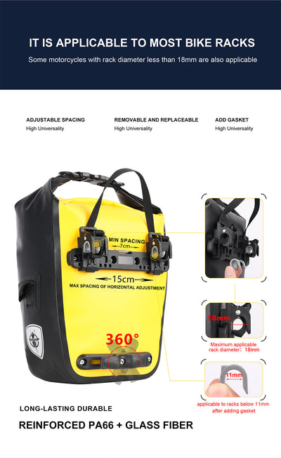 7 Liter Waterproof Pannier Rear Rack Bag