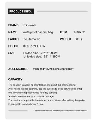 7 Liter Waterproof Pannier Rear Rack Bag