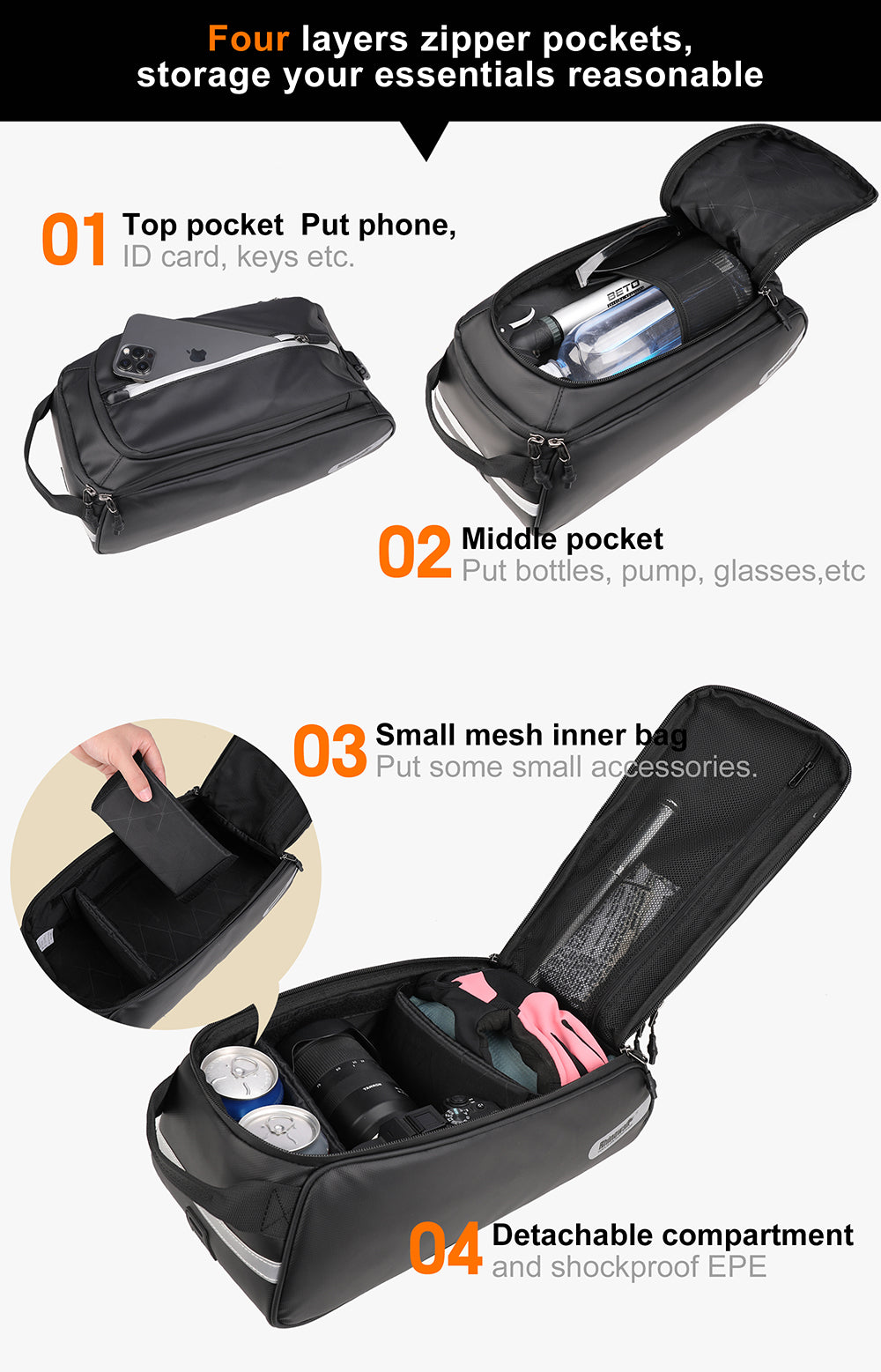 12 Liter Bike Rear Rack Pannier Bag