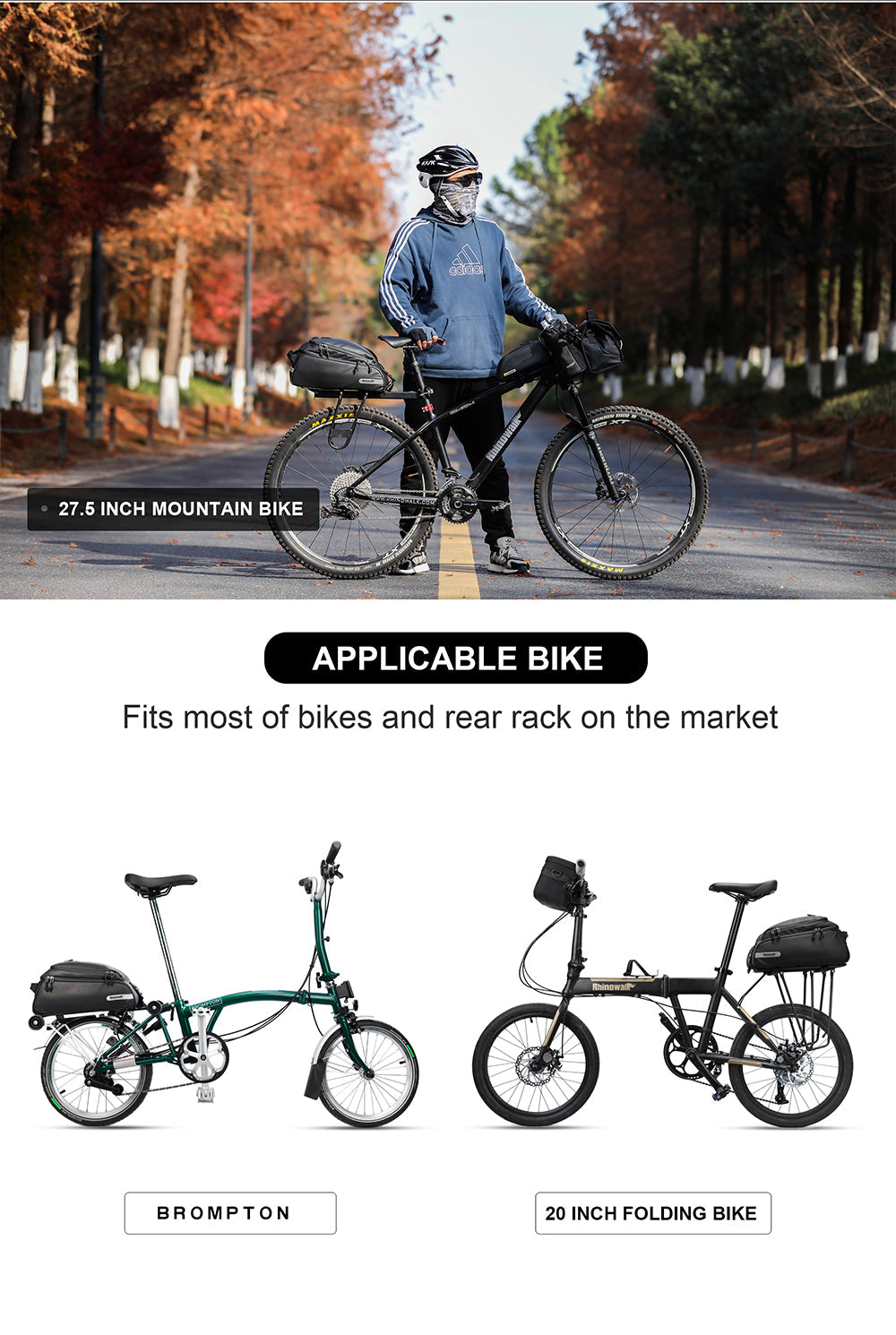 12 Liter Bike Rear Rack Pannier Bag