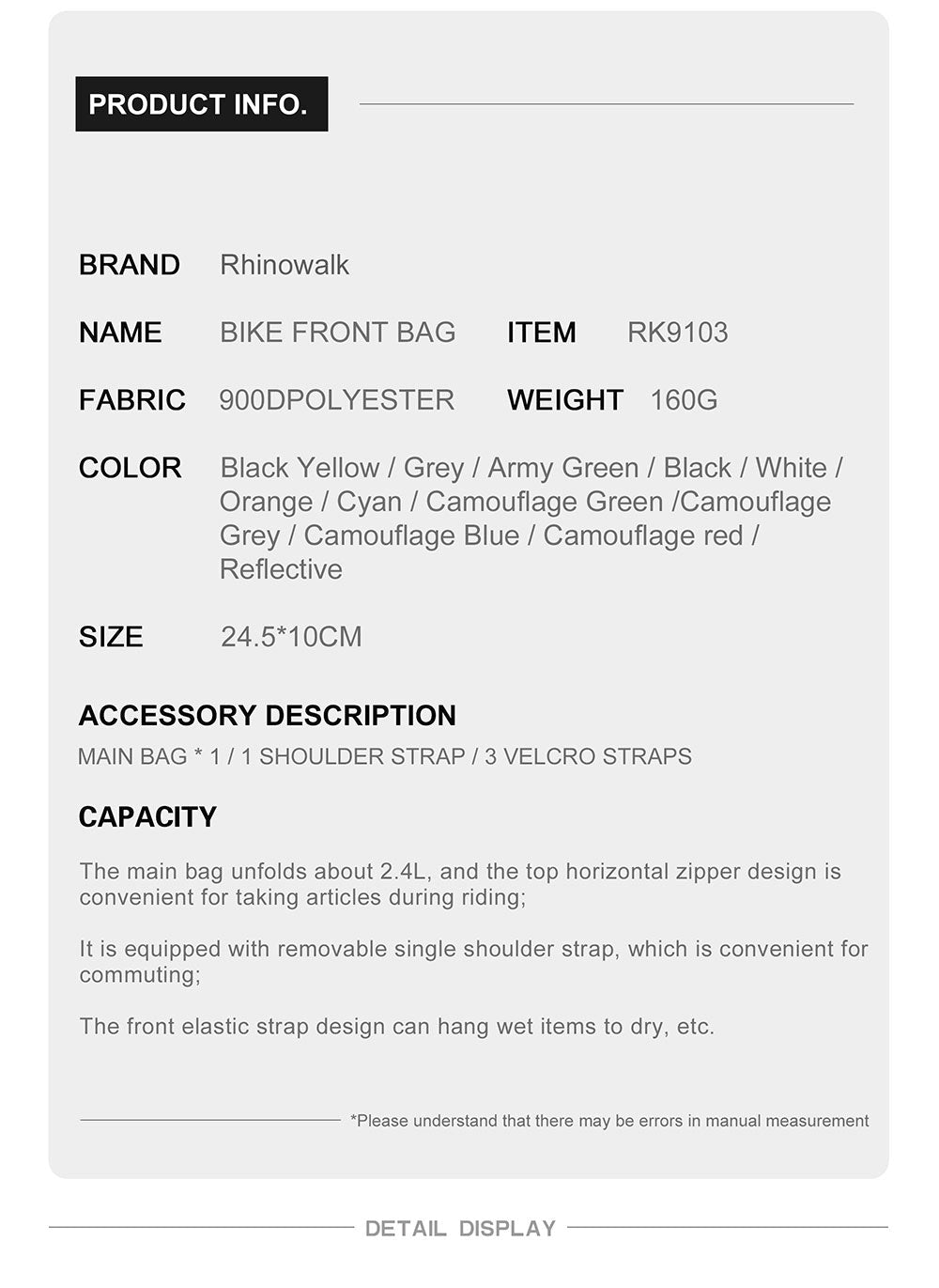 2.4 Liter Bicycle Handlebar Roll Bag