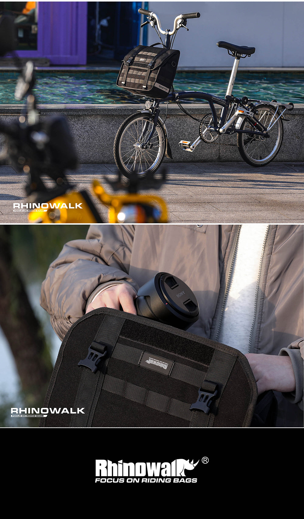 Quick release handlebar bag+mounting plate for Brompton Bikes