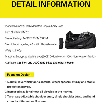 26 inch MTB 700C Folding Bike Carry Bag