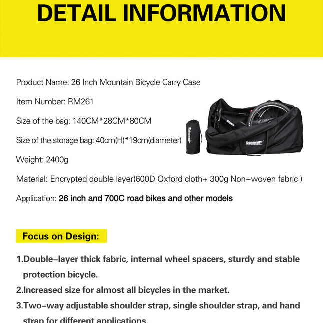 26 inch MTB 700C Folding Bike Carry Bag