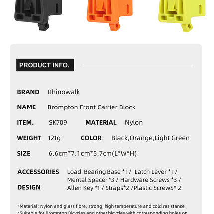 Bicycle Front Carrier Block & Mounting Plates